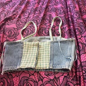 Zara Blue and Green Patchwork Crop Top